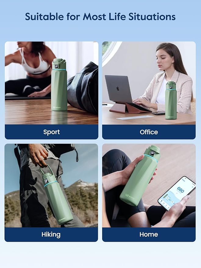 BOOST Smart Water Bottle with Reminder & Tracker, Double Wall Vacuum Insulated Bottles Stainless Steel, 32oz BPA-Free Wide Mouth for School, Gym, Office, Ideal for Mother's Day