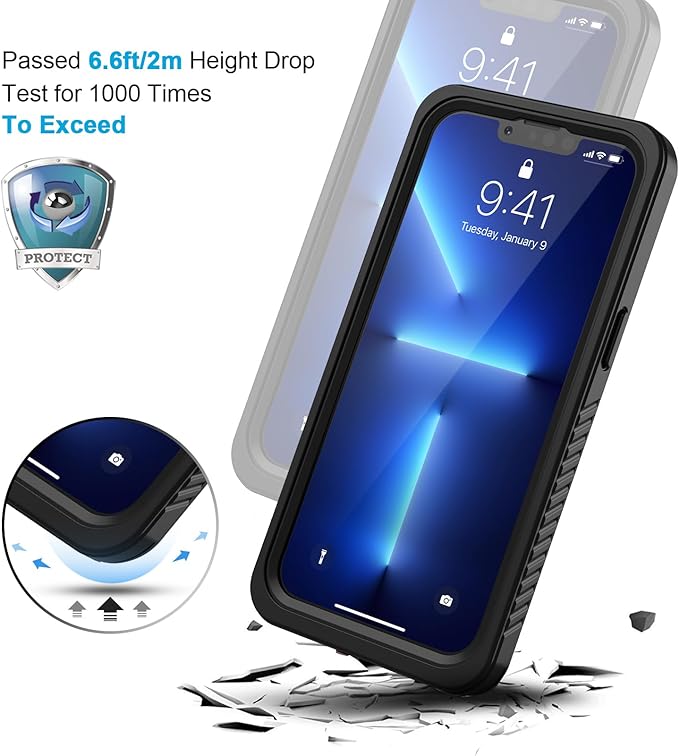 Lanhiem Magnetic for iPhone 13 Pro Max Case, Waterproof Dustproof Cover [Built in Screen Protector] [Compatible with MagSafe], Full Body Heavy Duty Phone Case for iPhone 13 Pro Max - 6.7” (Black)