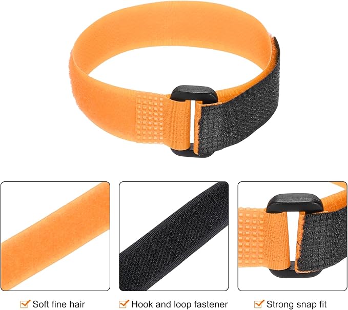 MECCANIXITY 5Pcs Reusable Battery Tie Down Straps,0.8x12" Orange Nylon Multipurpose Battery Hold Down Adjustable Cinch Strap Hook Loop Fastening Tie for Quadcopters FPV RC Drone Boat Car