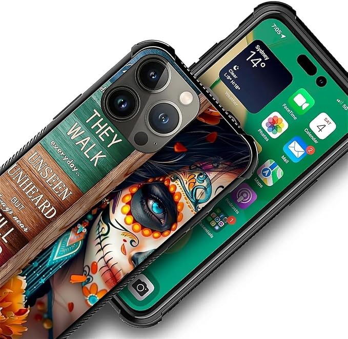 for iPhone 13 Pro Max Case, Sugar Skull Day of Death Halloween Pattern Graphic Design Girl Boy Soft Silicone Hard Acrylic Shock Protection for iPhone 13 Pro Max