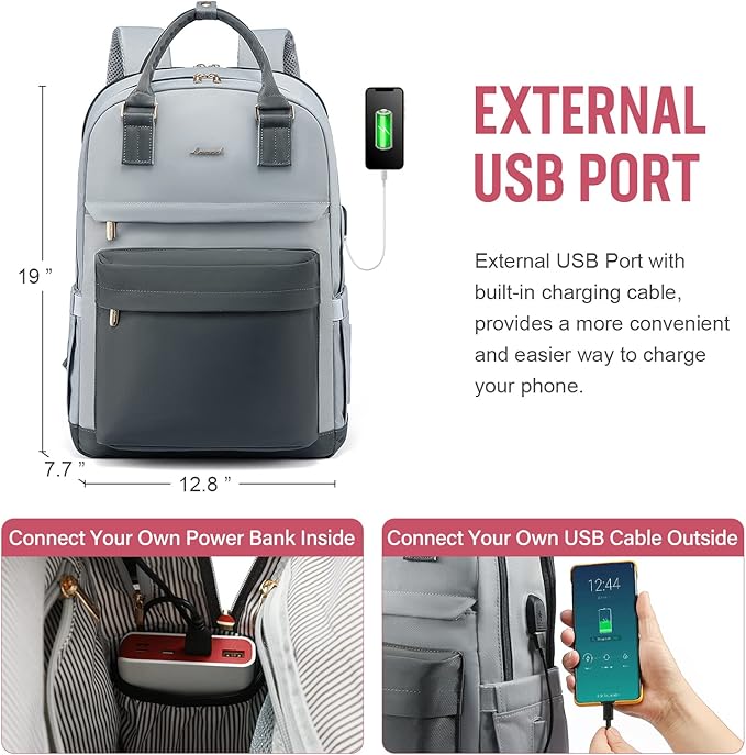 LOVEVOOK Laptop Backpack for Women Men, 17.3 Inch Laptop Bag with USB Port Fashion Waterproof Backpacks Teacher Nurse Stylish Travel Bags Vintage Daypacks Bookbag for College School Work