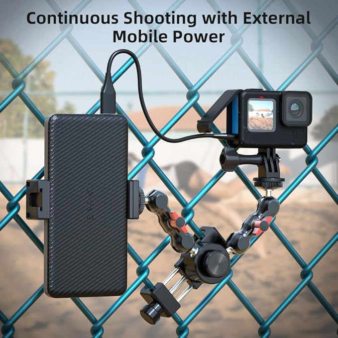 SUREWO Aluminum Fence Mount for Go pro,iPhone, Phone, DJI Osmo Action 4/3/2, Insta360,Mevo Start for Baseball Softball Tennis Recording, Cameras Net Chain Link Fence Clip Mount Holder