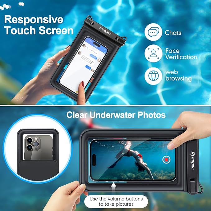 [Up to 8.5''] Floating Waterproof Phone Pouch 2 Pack, IPX8 Double Space Waterproof Phone Case with Lanyard for iPhone 17 16 15 Pro Max, Galaxy S26 Ultra, Cellphone Dry Bag Beach Cruise Essentials 2026