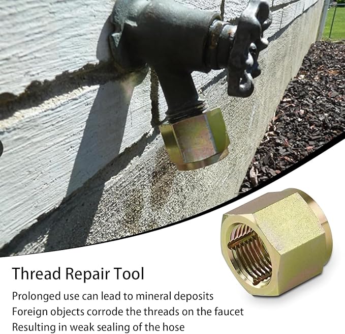 05265 Hose Thread Cleaner Outdoor Faucet Repair Tool, for 3/8 Inch Socket Drive Household Garden Spigot Thread Clean Adapter