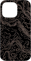 Topography Black & Brown Abstract Pattern Topographic Map Case for iPhone 14 Pro Max