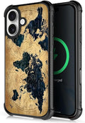 for iPhone 17 Case,for MagSafe Graphic Design for Girl Boy Soft Silicone Hard Acrylic Shock Protection Designed for iPhone 17 Brown World Map Pattern