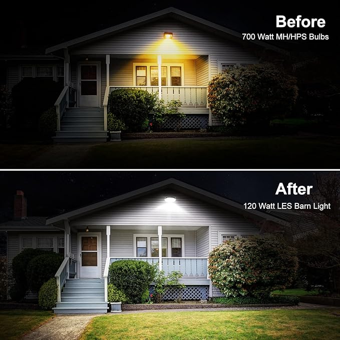 Karjoefar LED Barn Light, Dusk to Dawn Outdoor Lighting with 120W 15000LM 6500K Daylight, IP65 Waterproof Outdoor Security Lights for Garage Yard Street Warehouse Use