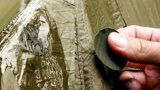 aZengear Repair Patches - Waterproof, Self-Adhesive, Tear-Cold-Heat-Resistant Polyester Fabric to Fix Down Jacket, Puffer, Snowsuit, Shoe, Tent, PVC, Clothing, Upholstery (Olive Green)