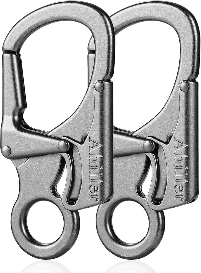 Ahiller Carabiner Clip, Double Anti-Misopening Locking Design, 3" Zinc Alloy Heavy Keychain for Outdoor Camping Hiking, Key Ring Clip