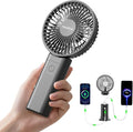 HandFan Upgraded 10,000 mAh Quiet Handheld Fan - 4.5 Inch Large Hand Held Fans Reahargeable, 180° Foldable Portable Fan [30 Working Hours] with Lanyard, Base for Disney/Travel/Concerts/Beach/Office