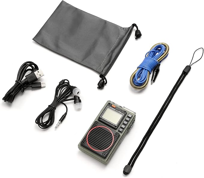 Raddy RF75A APP Control Shortwave Radio, Portable Shortwave Radios AM/FM/VHF/SW/WB Weather Radio, Pocket Radio Rechargeable w/ 9.85 Ft Wire Antenna (Army Green)