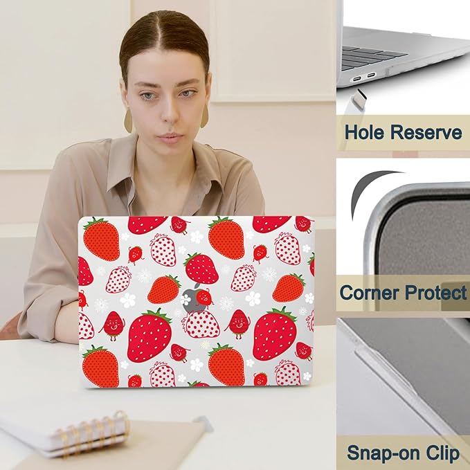 Laptop Case for New MacBook Pro 13 inch M1 M2 2016-2022 Release (Model A2338 A2289 A2251 A2159 A1989 A1708 A1706),Arts Pro 13.3" Hard Case Cover & Keyboard Cover,Funny Strawberry