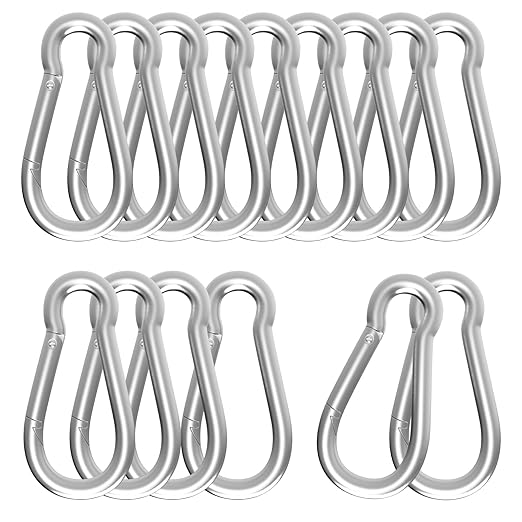 Carabiner, Heavy Duty Galvanized Steel Spring Snap Hook Carabiner Clips with 550LBS Holding Capacity, Ideal for Outdoor, Hammock, Swing and Travel (M8 3Inch, 15PCS)