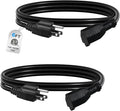 BN-LINK 6ft Indoor Outdoor Extension Cord 16/3 SJTW, 2 Pack, Black, 3-Prong, Weather Resistant & Flame Retardant, for Indoor, Garden, Landscaping & Holiday Decorations, ETL