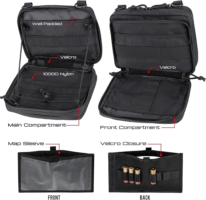WYNEX Tactical Molle Admin Pouch of Double Layer Design, Admin Pouches Molle Attachment Military Medical EMT Organizer with Map Pocket EDC EMT Pack IFAK Tool Holder Universal U.S.A Patch Included