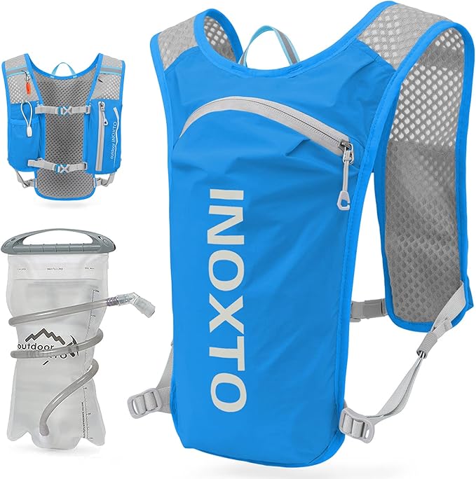 INOXTO Running Hydration Vest Backpack,Lightweight Insulated Pack with 1.5L Water Bladder Bag Daypack for Hiking Trail Running Cycling Race Marathon for Women Men