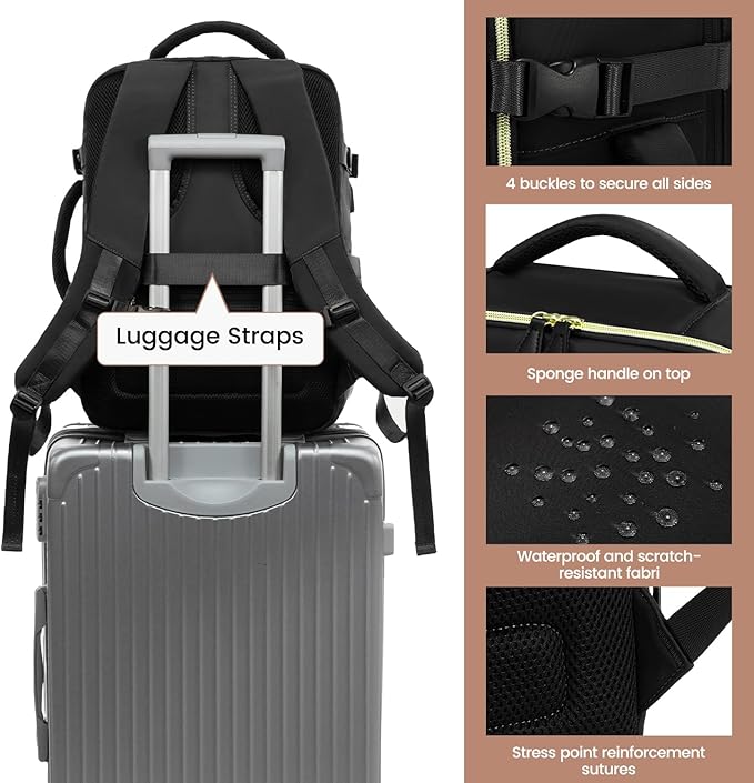 LOVEVOOK 50L Travel Backpack Carry On Airline Approved, Large Backpack with 3 Packing Cubes, TSA Travel Essentials Carry On Bag, Waterproof Weekender Overnight Luggage Daypack, Fits 18 Inch Laptop
