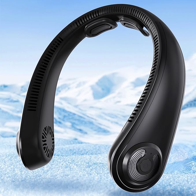 Portable Lightweight Neck Fan with Neck Support, Birthday Gifts for Men Women Dad Mom, Rechargeable Personal Wearable Cooling Neck Fans for Hot Flashes, Disneyland, Travel, Camping Essentials