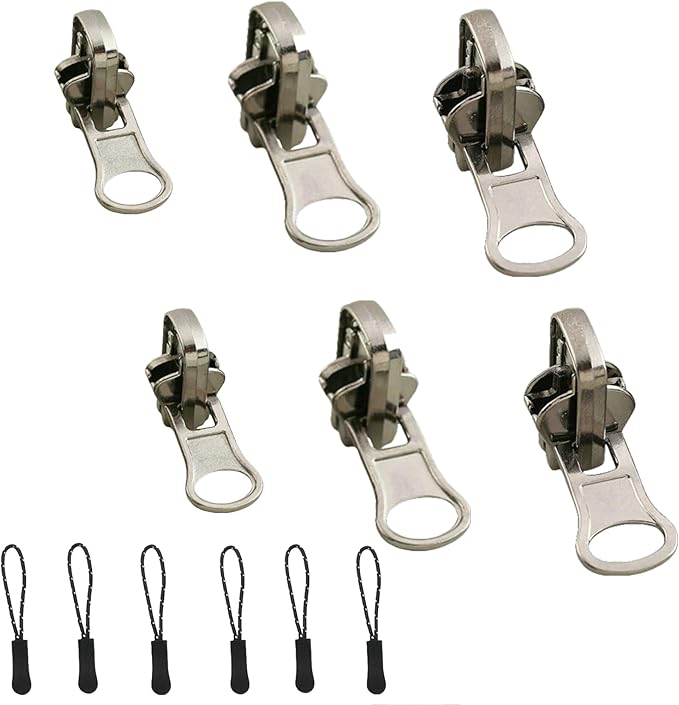 Universal Zipper Repair Kit - 3-Size Double-Sided Zippers Slider Replacement with Zipper Pull for Jackets, Luggage, Backpacks & Outdoor Gear | No-Sew Installation