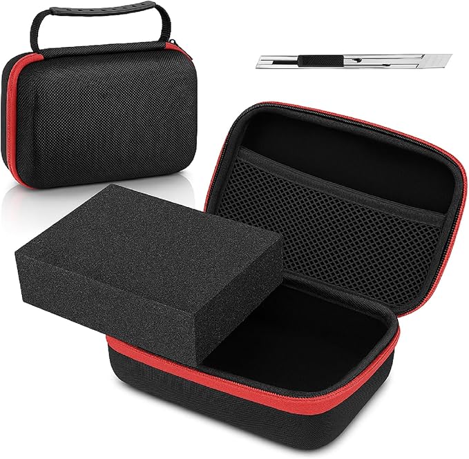 Relaxweex EVA Hard Case with Customizable Foam 7.8 x 6.3 x 3.5 Inch Protective EVA Carrying Case Shockproof Outdoor for Camera, Digital Products, Electronic Instruments with Knife, Black and Red