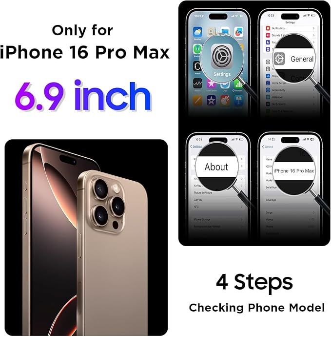 Temdan Compatible with iPhone 16 Pro Max Case Waterproof, Built-in Screen & Camera Protector IP68 Underwater Full Body 16FT Military Dropproof Shockproof Phone Case 6.9"-Blue/Clear