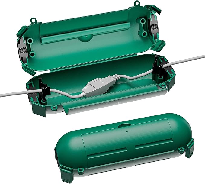 iwillink 2 Pack Outdoor Extension Cord Cover Waterproof - Weatherproof Electrical Connection Box for Outdoor Outlet, Plug, Socket, Christmas Holiday Decoration, Power Tool, Green