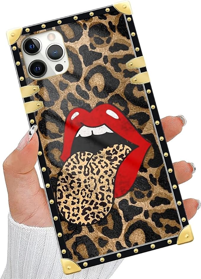 Compatible with iPhone 11 Pro Max Case, Brown Leopard Print Mouth Luxury Golden Decoration for Girl Women Soft TPU Shockproof Protective Hard PC Back for iPhone 11 Pro Max