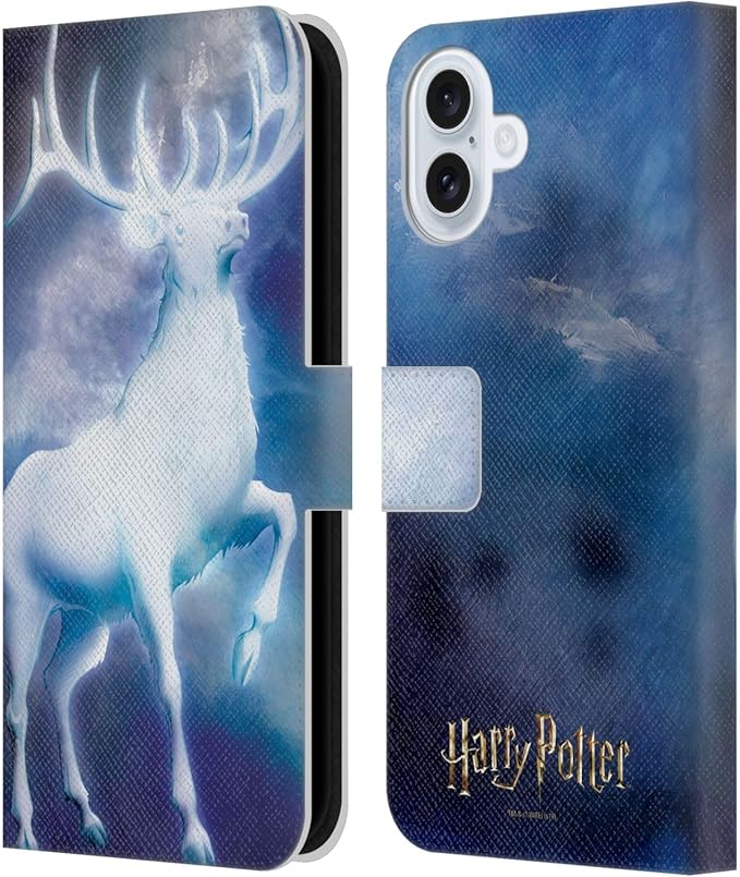 Head Case Designs Officially Licensed Harry Potter Stag Patronus Prisoner of Azkaban II Leather Wallet Case Compatible with Apple iPhone 16 Plus