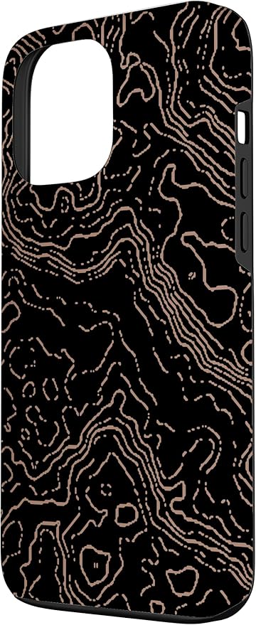 Topography Black & Brown Abstract Pattern Topographic Map Case for iPhone 13 Pro Max