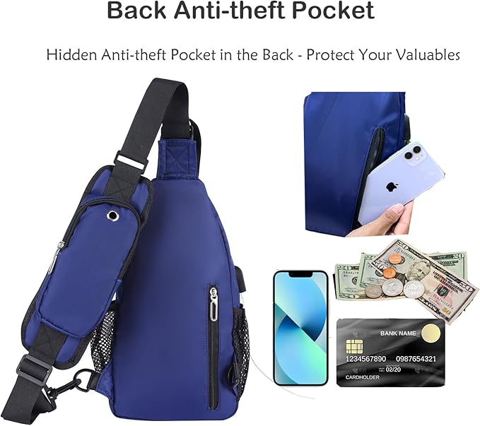 JENAGREEN Waterproof Sling Backpack Crossbody Sling Bag, Cross Bag Adjustable Travel Hiking Essentials Casual Daypack Multipurpose Chest Bag Purse for Women Men