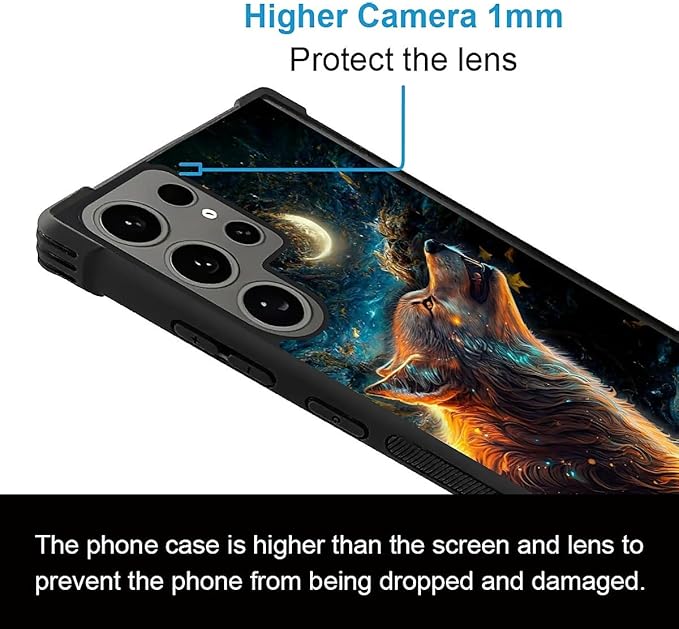 for Samsung Galaxy S24 Ultra Case, Star Cave Hungry Wolf Pattern Graphic Design Girl Boy Soft Silicone Hard Acrylic Shock Protection for Samsung Galaxy S24 Ultra
