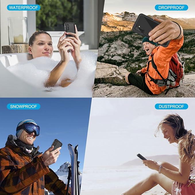 Lanhiem for Samsung Galaxy A14 5G Case, IP68 Waterproof Dustproof, Built-in Screen Protector, Heavy Duty Full Body Protective Phone Case for Galaxy A14 5G, Black/Clear