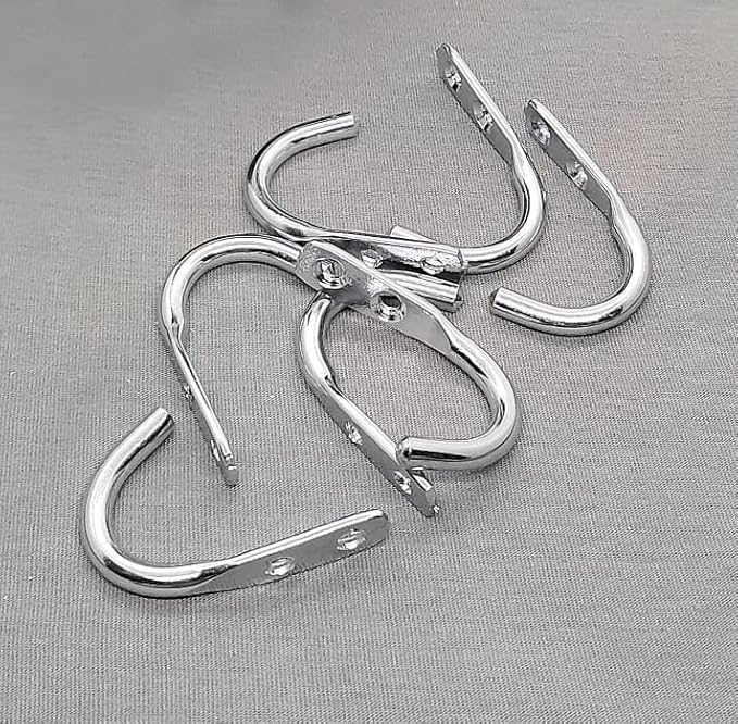 FAPBADRI Multipurpose Hooks, Used to Hang Clothes, Bags, Coats, Curtain Hold Backs, Keys, Colour - Silver, Material - Stainless Steel, Screws and Wallplugs Included, Pack of 2 Pieces