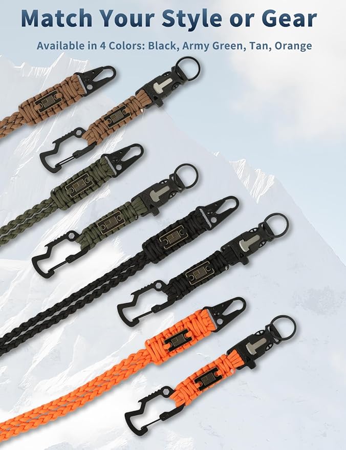 DDOUT Heavy Duty Paracord Lanyard 550 Paracord Braided Keychain for ID Badges, Camera, Whistle, Traveling, Outdoor Activities