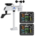 10-in-1 Wireless Weather Station with Dual Display, Outdoor Sensor, Rain Gauge, Wind Speed,Atomic Clock, Indoor Temp/Humidity, Barometric Pressure,etc (No WiFi)