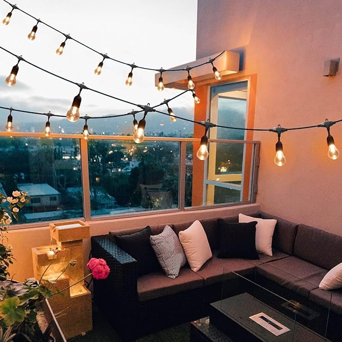 144FT Outdoor String Lights with 45 RGB Color Changing E26 Bulbs - Dimmable Shatterproof Edison Patio Lights for Backyard,Solar Commercial LED Lighting with Remote Control.