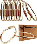 Brass Gold Carabiner Clip for Keys - Loose Leaf Binder Rings, Screw Lock Keychain and Carabiner Clip with Lock for Backpacks, Luggage Tags, Pet Collar Clips and Outdoor Accessories, 10 Packs