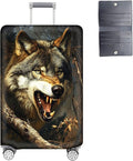 Luggage Cover Protector for 19-20 Inch Suitcases, TSA Approved Elastic Travel Suitcase Covers, Anti-Scratch Washable Luggage Sleeve for Carry On & Checked Bags, Fierce Wolf