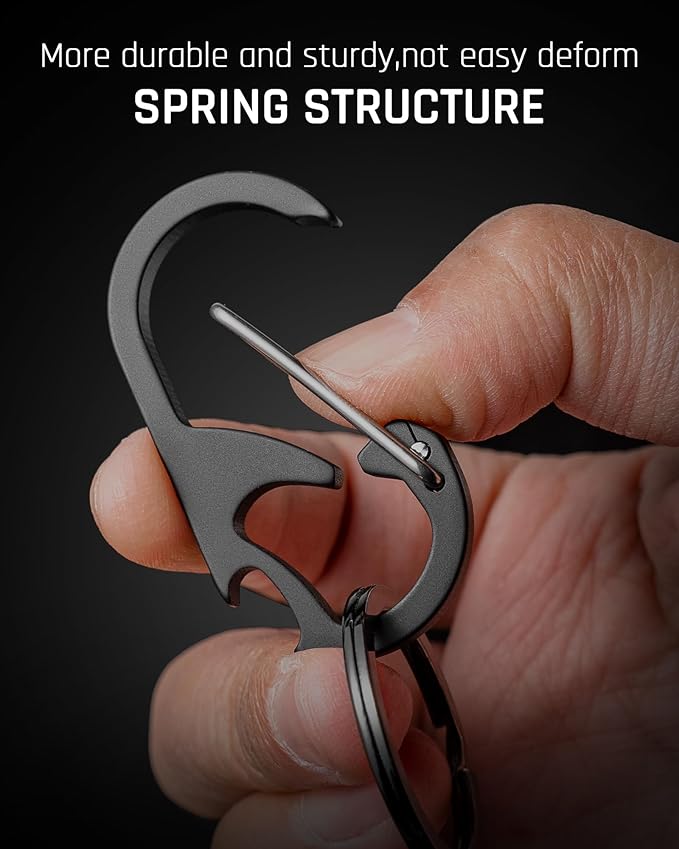 TISUR Titanium Carabiner Keychain Clip, Anti-Lost Key Ring Holder, Self-Locking Metal Gate Clip Key Chain Bottle Opener for Men Women