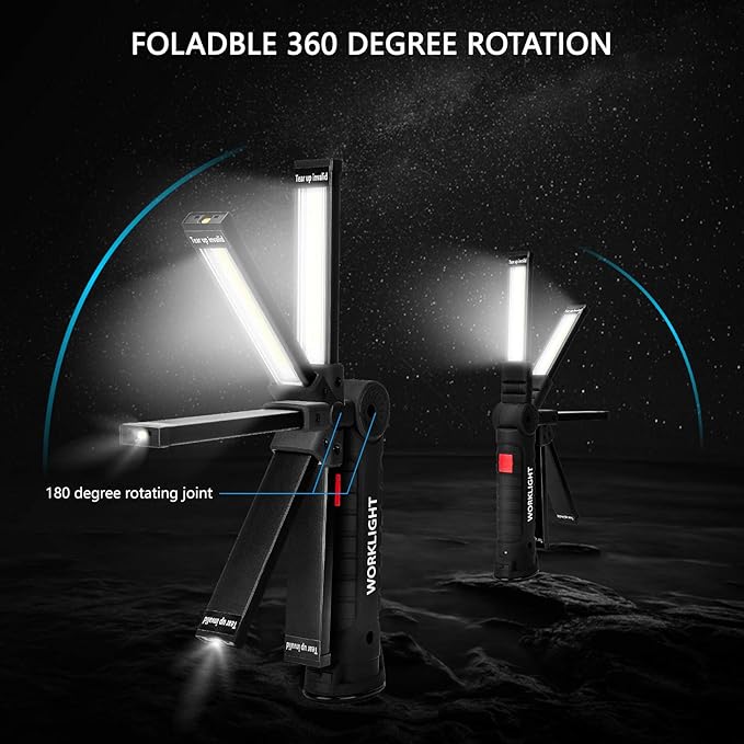 Lmaytech Gifts for Men 3Pack LED Flashlight, Rechargeable Work Lights with Magnetic Base Hook 360°Rotate and 5 Modes Bright LED Flashlight Inspection Light for Car Repair, Grill and Outdoor Use