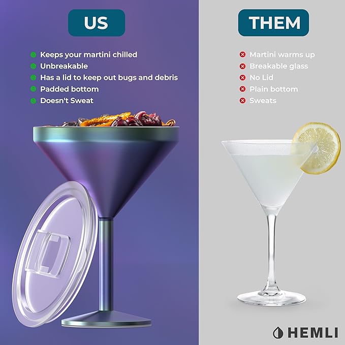 Martini Glass, Stainless Steel Insulated Martini Tumbler, Cocktail Cup