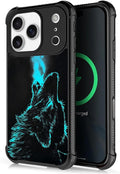 for iPhone 17 Pro Case,for MagSafe Graphic Design for Girl Boy Soft Silicone Hard Acrylic Shock Protection Designed for iPhone 17 Pro Blue Breathing Wolf Pattern