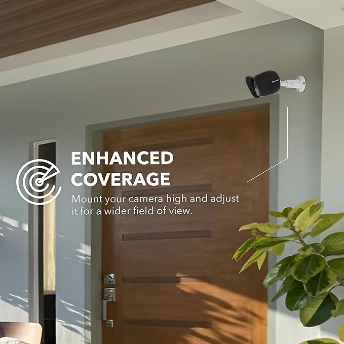 Wasserstein Adjustable Metal Wall Mount for Arlo Essential 3rd Gen/2nd/1st/Go 2/Arlo Pro (6th Gen)/Pro 5S 2K/Pro/4/3/Ultra (3rd Gen)/Ultra 2/Ultra & Ring Stick Up Cam (Battery/Plug-In) (2-Pack, White)