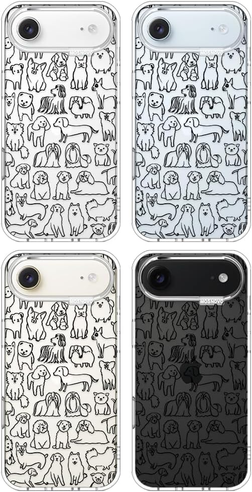 MOSNOVO for iPhone Air Case | Military Grade 6.6ft Drop Tested | Camera Control | Clear with Doodle Dog Design