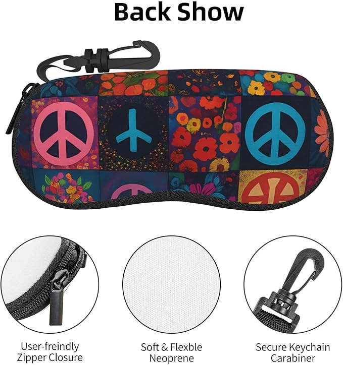 Watercolor Orca Whale Glasses Case Neoprene Portable Zipper Eyeglass Bag With Hook