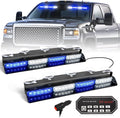 HLauto 604N Emergency Dash Strobe Lights: 2x16.8 inch Blue White Security Light w/Take Down, 48 LED Safety Flashing Warning Hazard Interior Windshield Light Bar for Trucks Vehicles
