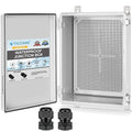 TICONN Outdoor Electrical Box Waterproof, Junction Box IP67 ABS Plastic Enclosure with Hinged Cover with Mounting Plate, Wall Brackets, Cable Glands (Off-White, 13.8"x9.8"x5.9")