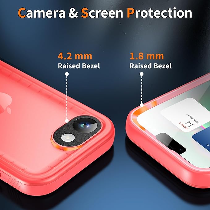 Cozycase Girls Womens Ladies Case for iPhone 16e/iPhone 17e Waterproof Impact Smash Dust Shock Proof Indestructible 16/17 e Around Enclosed Underwater Swimming Case with Lanyard Strap Frosted Pink