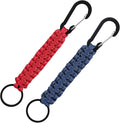 Mabor 2 Pcs Key Chain Hanger Heavy Duty Clips Keychain with Ring Paracord Key Chains Strap Accessories for Backpack Outdoor Men Women(Navy Blue, Red)