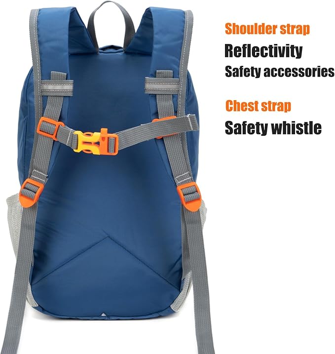 IVYGREEN Little Kids Hiking Backpack for Boys or Girls, Small Daypack for Camping or Travel (Blue, Medium)